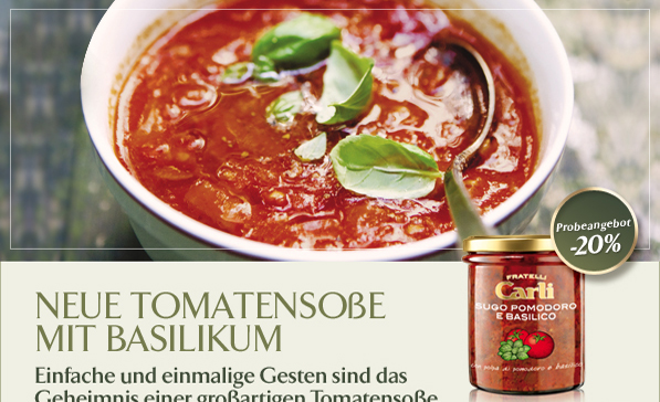 Neue Tomatensoße mit Basilikum